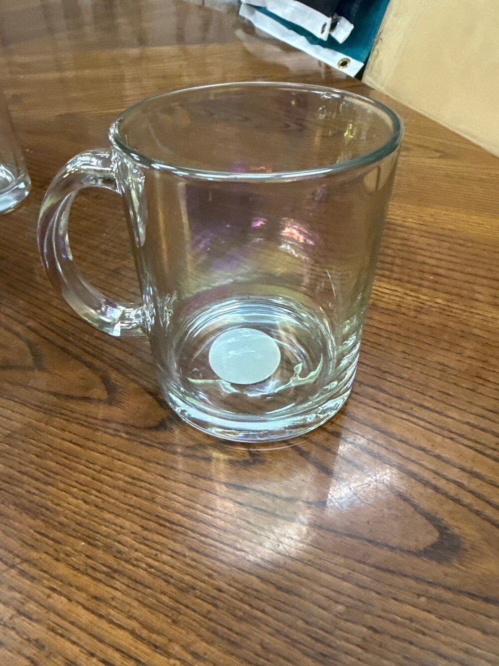 Clear iridescent Glass Mug with Handle